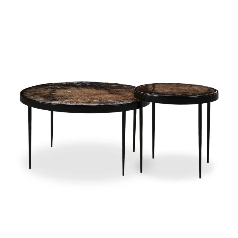 Yoko Nesting Tables | Smoked Brown Cast Glass