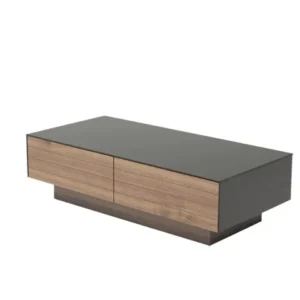 12' Walnut Veneer MDF and Glass Coffee Table By Homeroots | Coffee Tables | Modishstore