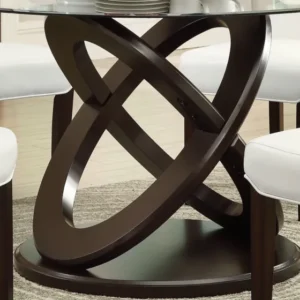 Espresso Clear Glass Solid Wood Tempered Glass Tempered Glass Dining Table By Homeroots | Dining Tables | Modishstore