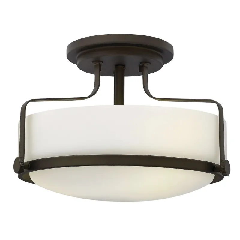 Harper 15" Etched Opal Semi-Flush Mount | Oil Rubbed Bronze