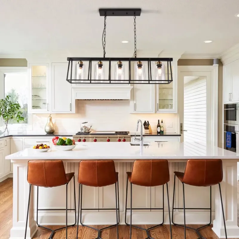 Black Modern Farmhouse Five Light Hanging Chandelier By Homeroots- do not publish | Chandeliers | Modishstore