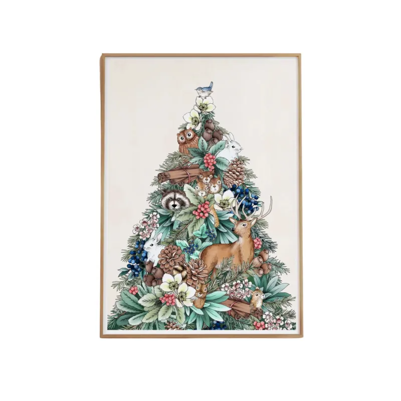 Animals Christmas Tree Artprint
