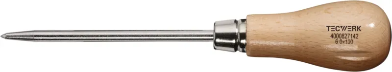 TECWERK Vorstecher/Aufreiber mit Rundspitze, Holzheft, 190 mm – Durchgehende Klinge, Spezialstahl