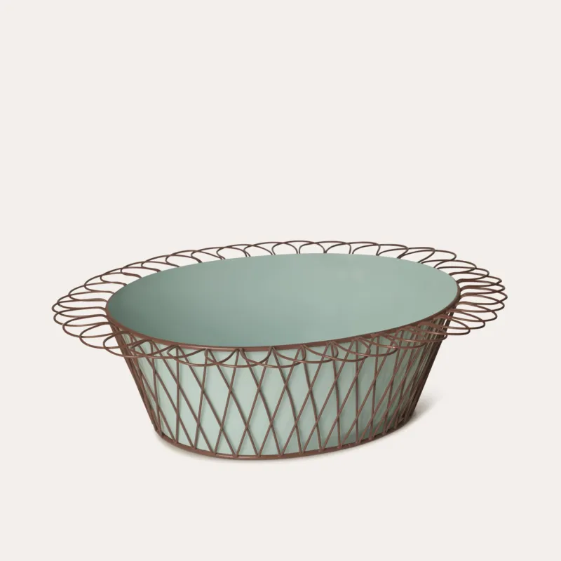 Wire Basket Planter | Powder Blue & Chocolate