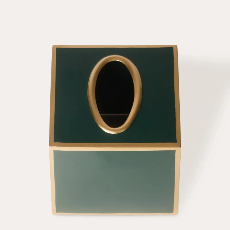 Tissue Box Cover | Forest Green & Gold