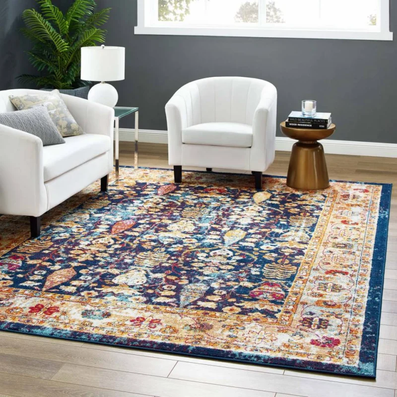 Modway Entourage Jessa Distressed Vintage Floral Lattice 8x10 Area Rug - R-1170-810 | Rugs | Modishstore - 1