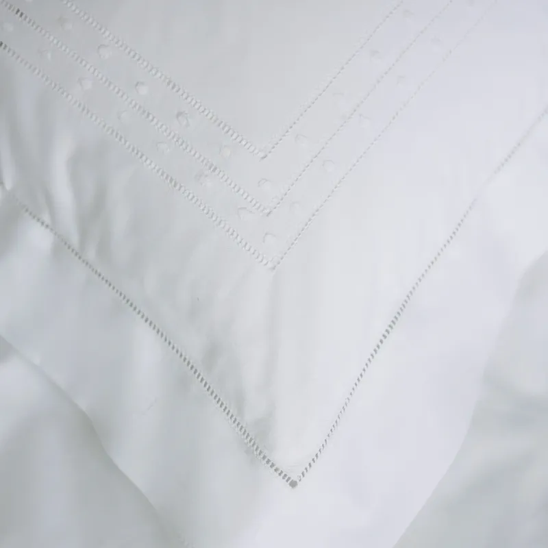 Cotton White Matilda Super King Pillowcase with hand embroidered design
