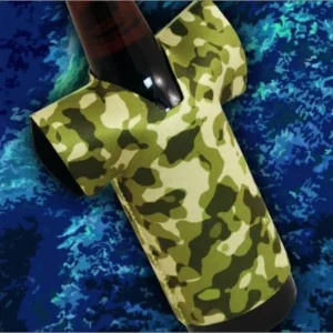 T-Shirt Style Bottle Coozie - Camo Forest