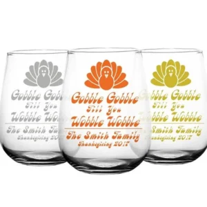 CUSTOMIZABLE - Stemless Wine Glass - 17 ounce - Gobble Gobble