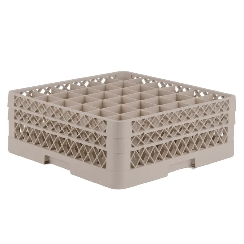Vollrath Traex Glass Rack w 2 Extenders, 36 Compartment Rack, Beige